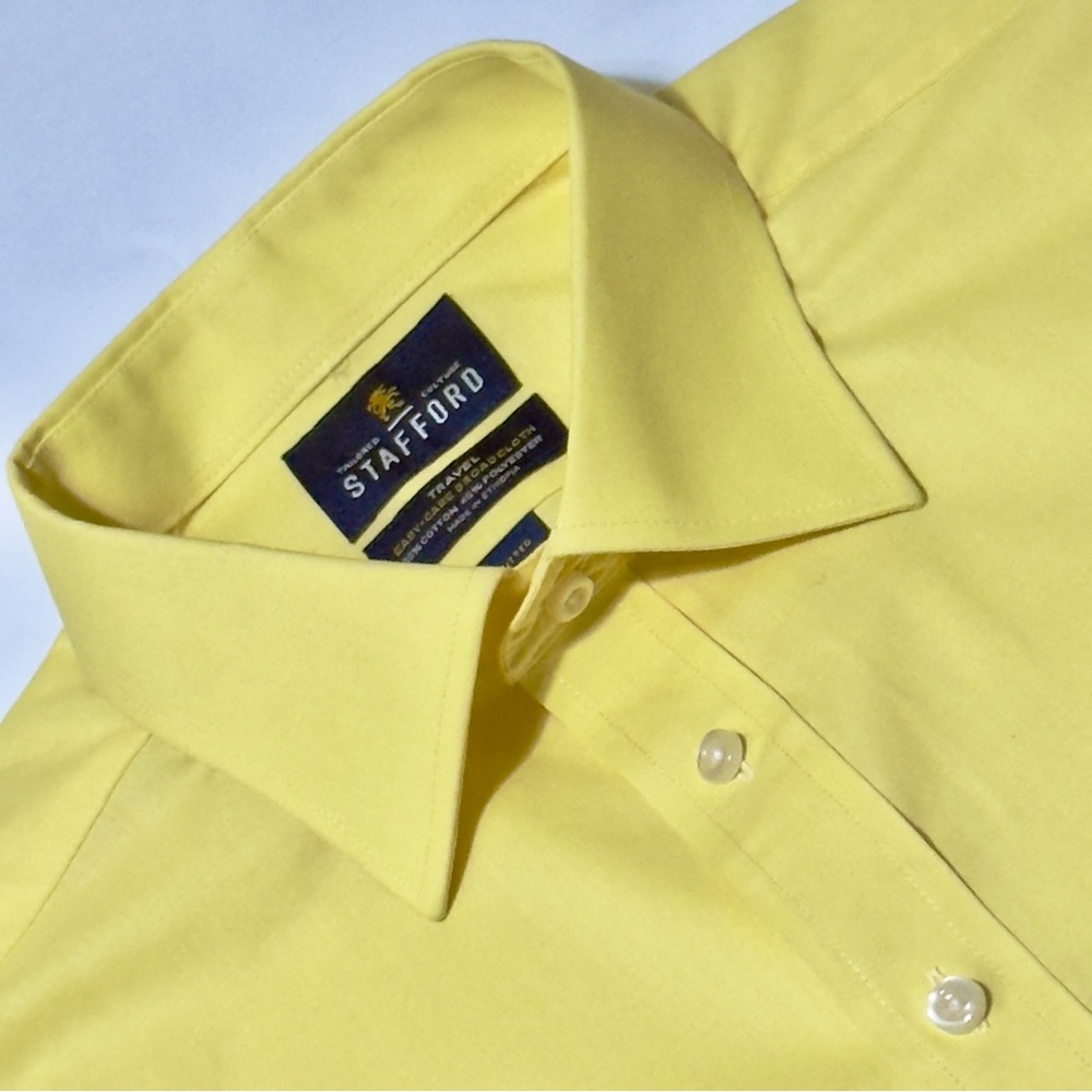 Stafford Yellow Dress Shirt with Classic Spread Collar Size 16.5 ~ Excellent